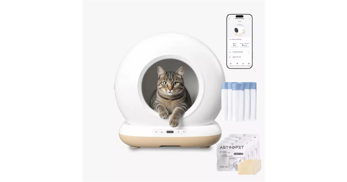 AstroPet Neptune - Selbstreinigende Katzentoilette - Max Paket 